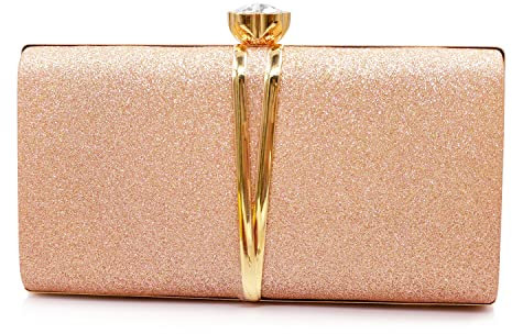 Aovtero Abendtasche Clutch Geldbörsen Frauen Hochzeit Party Braut Handtasche mit Kette, Glitzer-Roségold