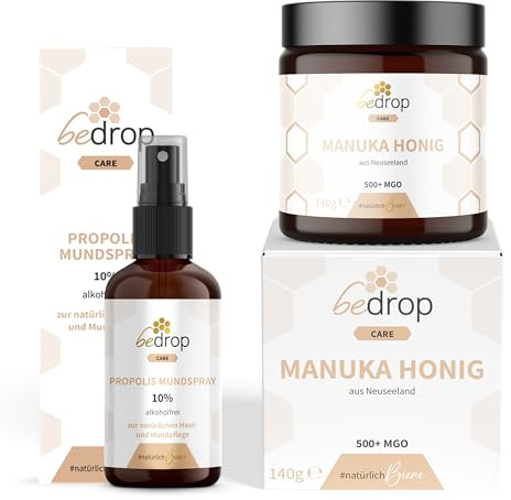 bedrop | Das Tier Set - Propolis Spray (alkoholfrei) & Manuka Honig MGO 500+ für Hunde, Katzen, Pferde & Allen Anderen Tieren