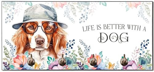 Cadouri Design-Hundegarderobe mit Kooikerhondje - Leinenhalterung für Halsband, Leine & Geschirr - originelles Geschenk für Hundebesitzer - handgefertigt