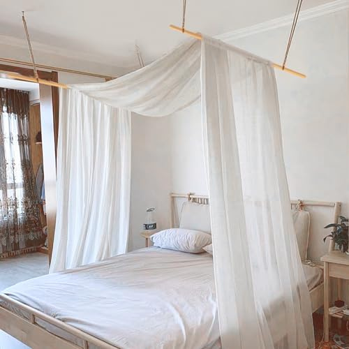 Bed Canopy for Girls & Adults, King to Twin Sizes - White Tulle Canopy Bed Curtains with Frame, 59 x 255