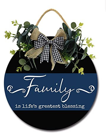 Family Greatest Blessing Haustürschild, lustige Kränze zum Aufhängen, Holzschild, Dekoration, rund, rustikal, Holz, Bauernhaus, Veranda, Dekor für Zuhause, Haustür, 30,5 x 30,5 cm