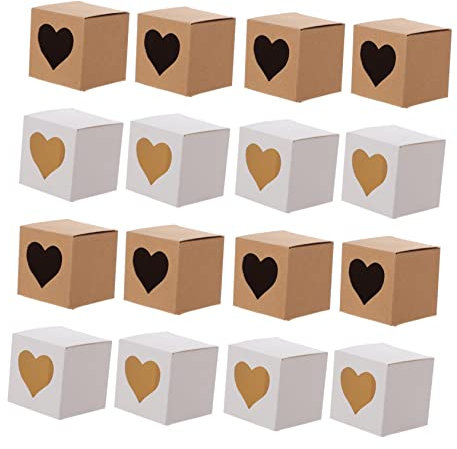 KOMBIUDA 60 Stück Herz Verpackungsbox Quadratische Kraftpapier Geschenkboxen Aus Papier Einfach Süßigkeiten Box Für Party Hochzeit Geburtstag Babyparty