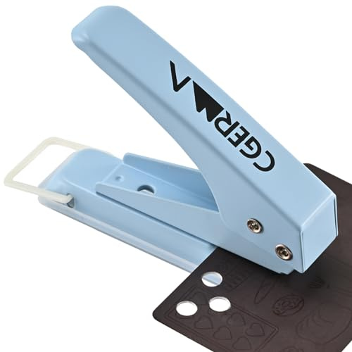 Single Hole Puncher, 1/4 Hole, 50% Labor Savings, Heavy Duty Metal Punch, 15 Sheet Capacity, for ID Cards, Chipboard, Art Project, Crafts Easy Punching, Blue