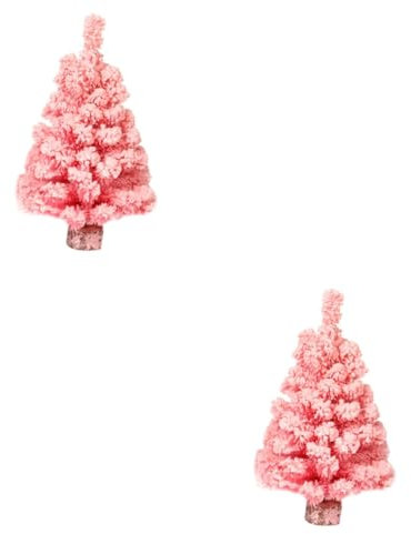 Cabilock 2piezas Mini Árbol De Navidad Artificial De Flocking Rosa para Decoración De Escritorio y Fiesta Navideña para Hogar y Oficina