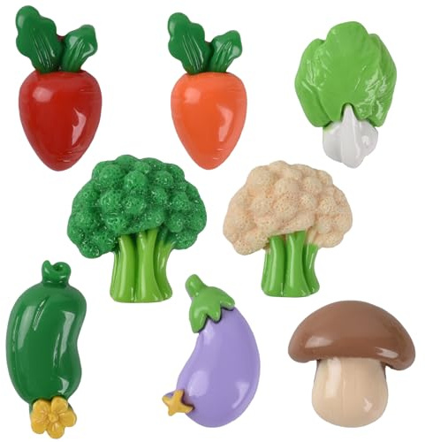 Redvigh Lot de 16 mini légumes mélangés - Figurines de légumes artificiels miniatures en résine - Ornements de légumes à dos plat pour décoration de maison, magasin
