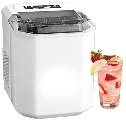 Kindevieft Ice Maker Machine, Counter Top Ice Maker for Home, 9 Ice per 6 Minutes, 1.3L Ice Maker Machine with Self Cleaning Function, 2 Sizes of Ice, for Office/Bar/Party,white