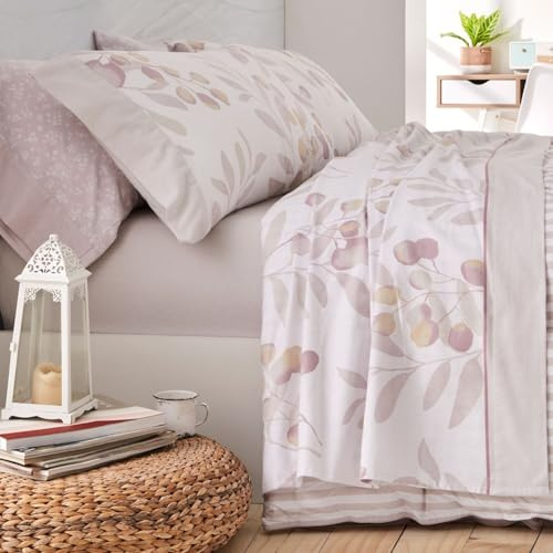 Burrito Blanco | Sábanas de Franela de algodón | Cama de 90cm. (+Medidas Disponibles) | Diseño 574 | Color Terracota (90x190/200cm.)