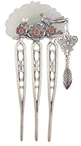Haarschmuck, Vintage-Haarstäbchen, Jade-Haarkamm, S925-Silber-Haargabeln, Haarnadel, verzierte Lovebirds-Ruyi-Haarstäbchen mit Quaste, baumelnder Haarknoten-Schmuck for Braut, Frauen, Mädchen, im Used