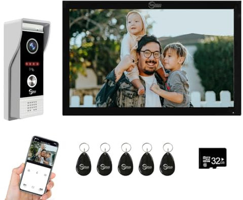 1080P Wired Video Door Phone Doorbell Intercom System, Door Entry System with 10 Inch Touch Screen, Support Auto Recording Infrared Night Vision PIR Motion Detection (1)