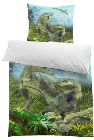 MUSOLEI Dinosaurier Bettwäsche 135x200 Kinder Jurassic World Dino Bettwäsche Jungen Teenager Jugendliche Kinderbettwäsche Mikrofaser 3D-Druck Bettbezug und 1 Kissenbezug 80x80 Geschenk, Dino05