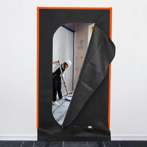 Pack of 2 Anti Dust Door Cover Zipper Sheets for Decorating and Painting Size 220 cm X 110 cm with Double Puller, Heavy Duty Polypropylene Fabric Door Protective Drop Cloth Sheet for DIY Projects