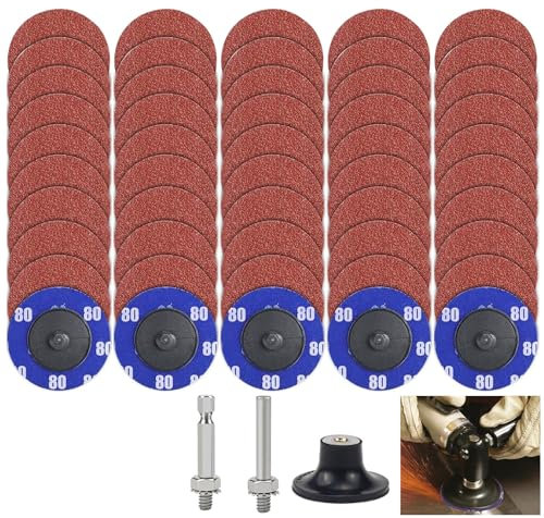 Schleifscheiben Pads, 2 Zoll 80mm Schleifscheiben Set, Schnellwechselscheiben mit 1/4 Zoll Scheiben Pad Halter, Schnellwechselscheiben Scheiben Pad Halter, for Die Grinder Surface Prep Strip Grind