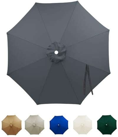 NIKSHI Funda de Repuesto para sombrilla, sombrilla de Recambio Impermeable con protección UV, Toldo de Recambio para sombrilla de terraza, sólo toldo, sin Soporte de sombrilla,Grey-6 Streben