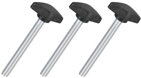 QUARKZMAN 3 Piezas De Perillas De Ala En T, Tornillos De Mariposa M8 X 80mm, Perilla De Sujeción De Acero Al Carbón Con Roscado Macho, Tornillos De Mariposa En T De 36mm De Diámetro, Negro