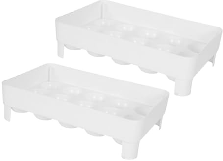 Contenitore per Uova da Frigo Bianco, 2 Pezzi, Plastico | Egg Rack, Egg Holder, Egg Storage, Facile Pulizia, Capienza Sufficiente