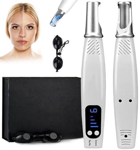 Vexorium Penna Laser Picoseconda Dispositivo Bellezza Cura della Pelle con Luce Blu/Rossa, 9 Marce e 4 Livelli per Etichette Cutanee, Tatuaggi, Lentiggini, Pigmentazione, Cicatrici con Occhiali,Blu