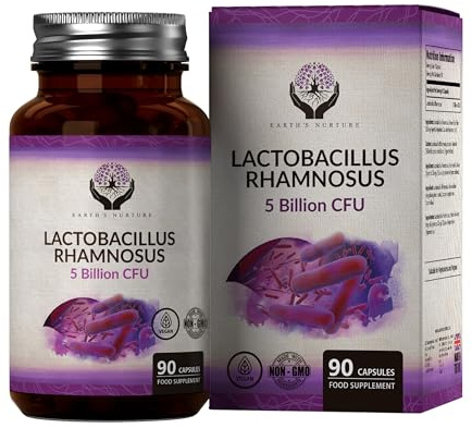 EN Lactobacillus Rhamnosus, 90 Cápsulas, 5 Mil Millones CFU | Probióticos Lactobacillus Rhamnosus 5 Mil Millones CFU | Fórmula de Alta Potencia | Sin OGM, Gluten, Lácteos ni Alérgenos