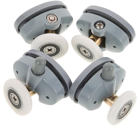 FIXOSHEE Rodillos para Puertas de Ducha de Acero Inoxidable y Plástico, 4 Piezas Diseño de Rueda Plana Grande para Puertas Correderas de Baño