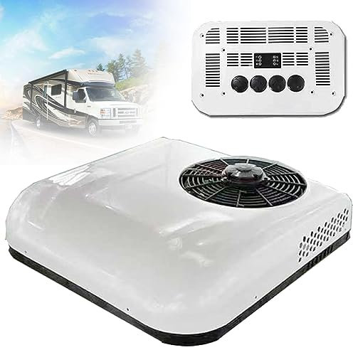 Climatiseur Toit 12V/24V Cc pour Camping-Car, Compresseur de Climatisation Mobile pour Camionnettes, Véhicules Tout-Terrain, Camions, Camping-Cars, Refroidissement,12V-White