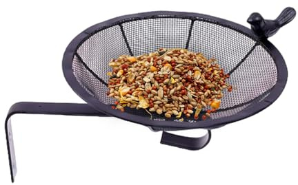 Mangeoire à oiseaux, station d'alimentation extérieure pour oiseaux sauvages, animaux de salle à manger, résistant aux intempéries, maille métallique robuste pour cour, balcon, balustrade, patio