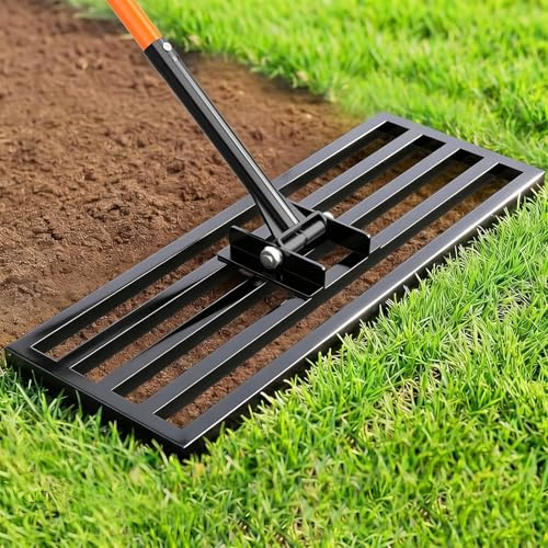 COZEER 30 x 10 Lawn Leveling Rake, Heavy Duty Stainless Steel Leveler Tool with 78 Adjustable Handle, Garden Yard Lawn Care for Garden, Golf Course, Farm and Pasture