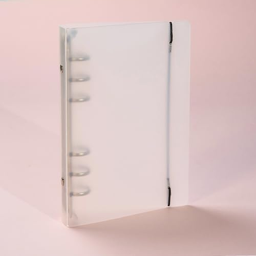 A6 6-Ring Binder, Translucent PP Roud Ring Protector, 6-Hole Pocket Notebook Refill Binder with Elastic Closure, Portable Planner for Journal, Notes, Sketches
