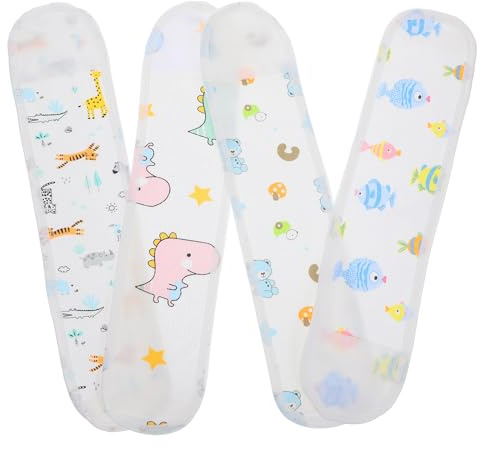 UKCOCO Ceinture Abdominale pour -né 4 Pcs, Enveloppe Ventrale Douce et Respirante Motifs Animaux Colorés, Taille Ajustable pour Protection du Nombril le Froid, Emmaillotage Bébé Pratique