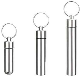 3 PCS Aluminium Pill Box with Keyring, Portable Pocket Pill Cases | Waterproof Daily Pill Container, Metal Mini Pill Holder, Keychain Pill Organiser for Travel, Camping & Outdoor Use