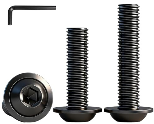 YOOZIYA 10 Piezas Tornillos de Cabeza Alomada con Brida M8x80mm,Tornillo Negro Acero Inoxidable A2 V2A 304, Hexagonal Interior Tornillos Máquina con llave Allen Rosca Completa
