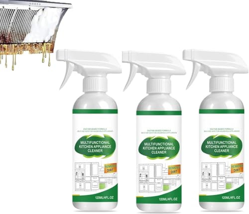 Multifunctional Kitchen Appliance Cleaner 120ml, Multi-Purpose Heavy Duty Degreaser, Clean Spray For Oven, Hob, Cooker Hood & Worktops Oil, Grime Remover For Deep Kitchen Cleaning (3PC)