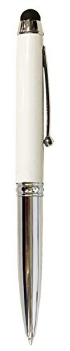 AXELENS Bolígrafo Stylus para Pantallas Táctiles, Tablet, Smartphones, Móviles, 3 en 1 Bolígrafo Escritura, Punta con Lápiz Capacitivo Universal y Luz LED Linterna - Estuche Regalo Incluido - BLANCO
