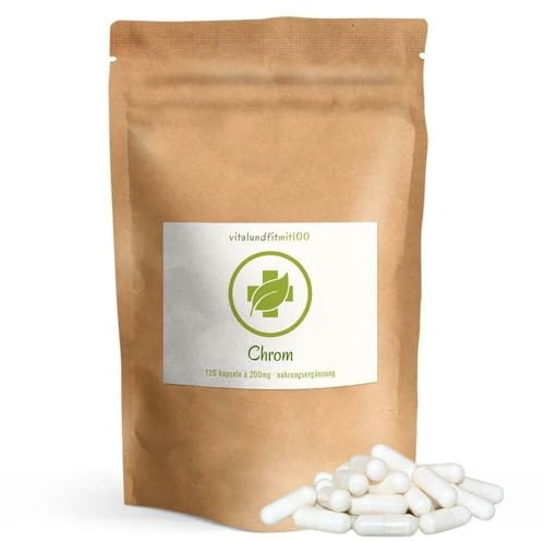 Chrom Picolinate Kapseln - 120 Stück à 200 mcg - ohne Magnesiumstearat - 100% vegane Kapseln - glutenfrei/laktosefrei - besonders für Veganer geeignet - OHNE künstliche Chemikalien und Zusatzstoffe
