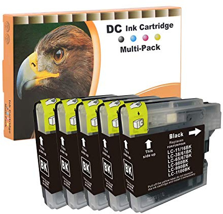 D&C 5X 15ml Black Druckerpatronen Kompatibel für Brother LC-980/1100 für Brother MFC-6490CW MFC-6890CDW MFC-790CW MFC-795CW MFC-990CW MFC-J615W DCP-185C DCP-383C DCP-385C DCP-387C DCP-395CN DCP-585CW