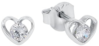 Amor Ohrstecker 925 Sterling Silber, 375 Gold Damen Ohrschmuck, Gold, Silber, mit Zirkonia, Kommt in Schmuck Geschenk Box