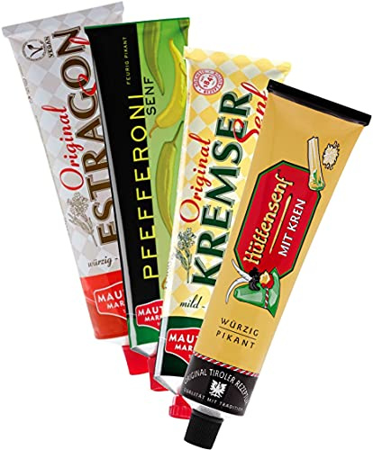 4x200g Mautner Mustard Variety - Kremser - Tarragon - Markhof Hut - Pepperoni/Austria