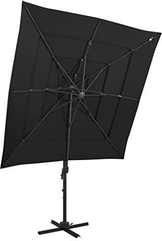 vidaXL Trädgårdsparasoll 4-nivåer aluminiumstång svart 250x250 cm