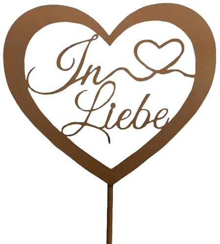 KRONLY Herz Grabstecker In Liebe aus Metall 32cm Roststecker wetterfest Grabschmuck Outdoor