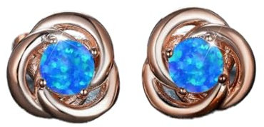 Mode Runde Ohrstecker Weiß Blau Opal Stein Ohrringe Rose & Gold Silber Farbe Hochzeit Ohrringe Für Frauen