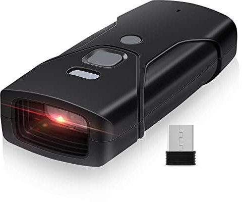 JRHC Bluetooth Barcode Scanner, Mini 2D tragbarer kabelloser Barcode-Scanner 3-in-1-Bluetooth- und 2,4-G-Barcode-Leser