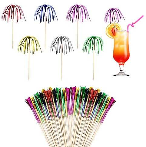 Lot de 200 bâtons de feu d'artifice, ficelle à cocktail, cure-dents de fruits colorés, cure-dents de décoration de gâteau, utilisés pour boissons, fruits, desserts, décorations de fête