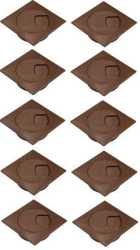 Gedotec cable grommet desk made of sturdy ABS plastic | 10 pieces square cable grommets 60mm | Plaza | cable box brown | cable duct angular for pressing in | cable duct desk
