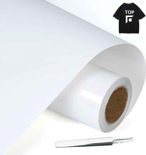 NCRGB Vinile Termoadesivo per Tessut,Pellicola per Plotter in Vinile a Trasferimento Termico,Facile da Tagliare e Sarchiare,Vinile Adesivo per T-Shirt (Bianco, 30.5×400 cm)