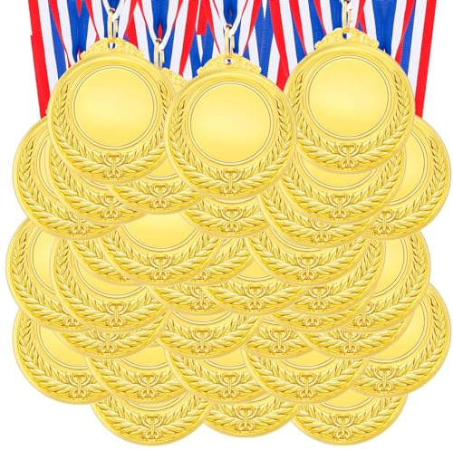 Kigeli Leere Auszeichnungsmedaillen mit Nackenband, Gestalten Sie Ihre eigenen Metallmedaillen, goldfarbene Blanko-Medaillen, farbige Medaillen, Teilnahmemedaillen, goldene Preise für Erwachsene,