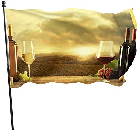 3x5 Ft Bandiera Decorativa per Esterni Grande Bandiera da Giardino Bellissimo Vino Rosso e Barile Bandiera Divertente Colori Vivaci in Poliestere Ban