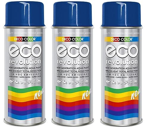 3er Sparpack Deco Color ECO Lackspray glänzend oder matt 400ml nach RAL freie Farbauswahl (3 Dosen ECO RAL 5010 Dunkelblau Glanz)