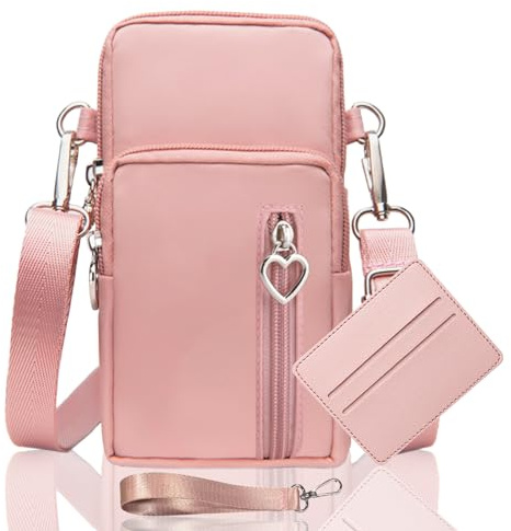 LYJOW Handytasche Zum Umhängen Damen Handy Tasche Umhängetasche Mit Geldbörse Zum Umhängen Mädchen Mit Kopfhörer Eingang Schultertasche Handytaschen Verstellbar Schultergurt Armtasche Sportarmband