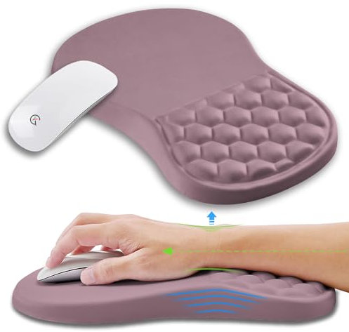 Kuosgm Grand tapis de souris ergonomique avec coussinet de massage en gel, soulagement de la douleur du canal carpien, repose-poignet pour ordinateur et souris sans fil, tapis de poignet en mousse à