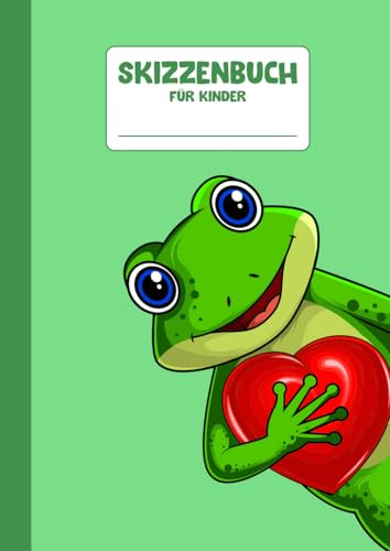 Skizzenbuch für Kinder: A4 Blanko | 110 leere Seiten | Zeichenheft | Malen und Skizzieren für Mädchen & Jungen | Frosch