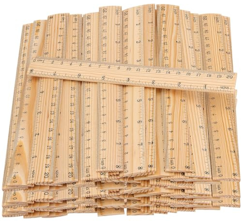 MUKCHAP Lot de 72 règles en bois de 20 cm, double échelle, règle plate et droite, outil de mesure pour la maison et le bureau