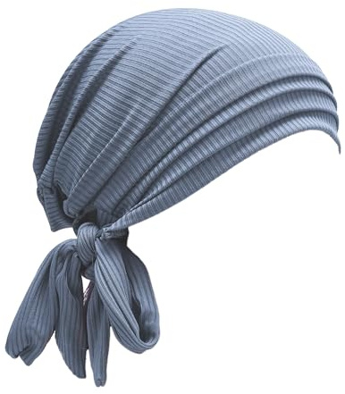 ZLYC Damen Chemo Kopfbedeckung Sommer Headwraps Beanie Stretch Headwraps(Einfarbig Federweiches Blau),Einheitsgröße